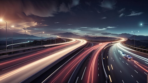 Fotografía de larga exposición de Highway at Night de Nicolas Froment Shutterstock Ganador del concurso