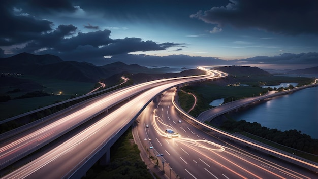 Fotografía de larga exposición de Highway at Night de Nicolas Froment Shutterstock Ganador del concurso