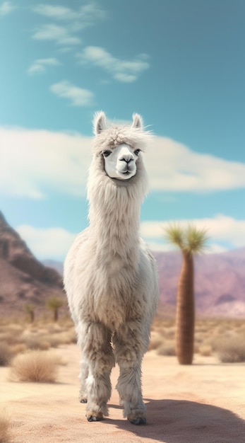 Foto una fotografía de una linda y adorable llama alpaca