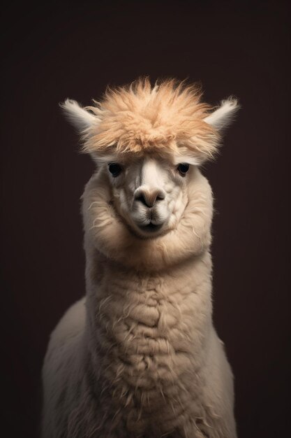 una fotografía de una linda y adorable llama alpaca