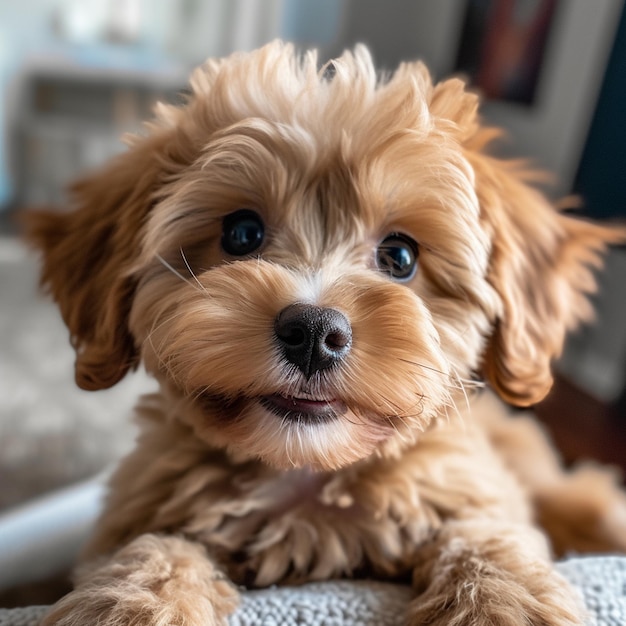 una fotografía de un lindo y adorable cachorro