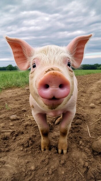 Foto una fotografía de un lindo y adorable cerdo