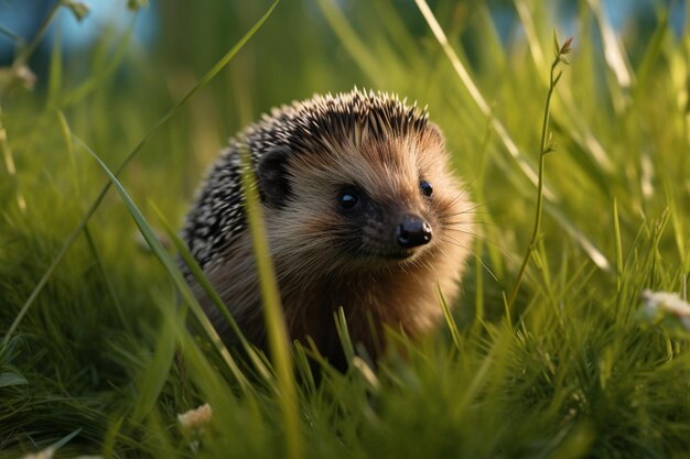 una fotografía de un lindo y adorable erizo