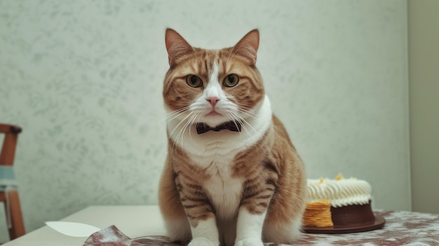 una fotografía de un lindo y adorable gato