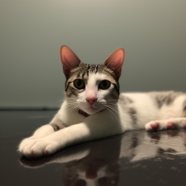 una fotografía de un lindo y adorable gato