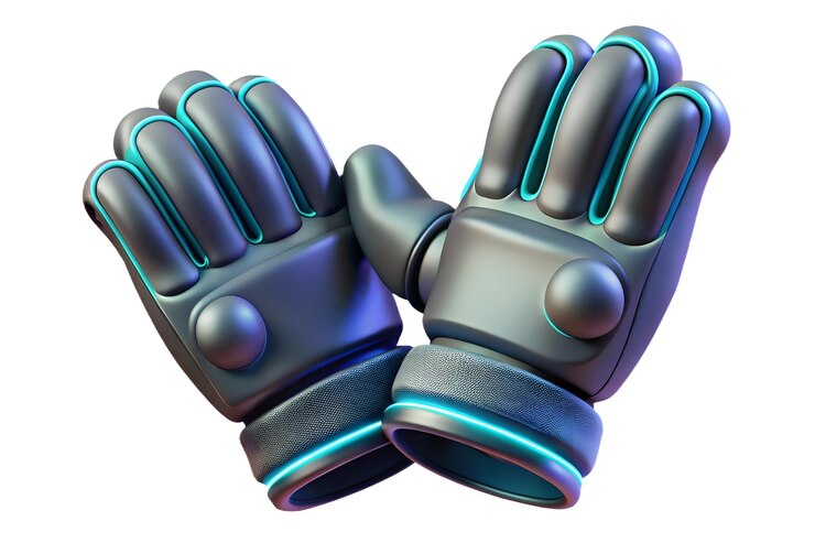Foto fotografía macro en 3d de guantes de invierno futuristas con tecnología de fibra brillante primer plano de la textura de la fibra