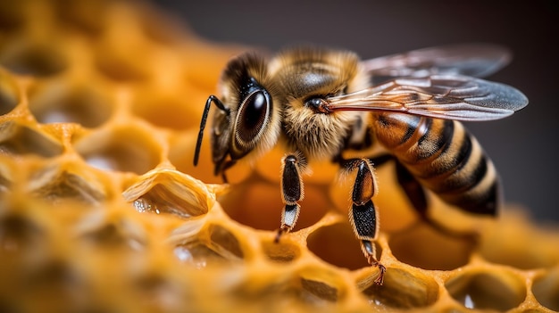 Fotografía macro de abeja Ilustración AI GenerativexA