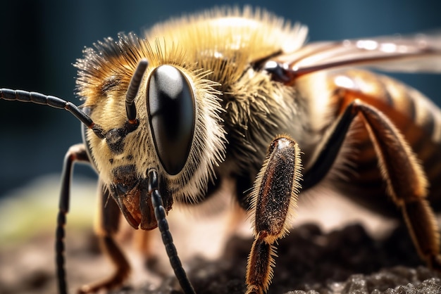 Fotografía macro de una abeja