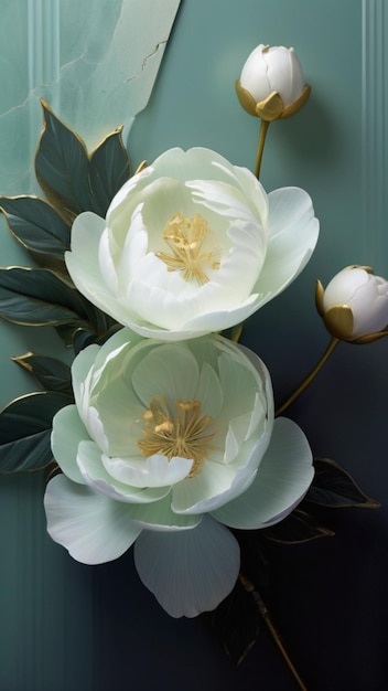 Fotografía macro artística de la peonía de la gardenia etérea con delicados florecimientos ornamentales