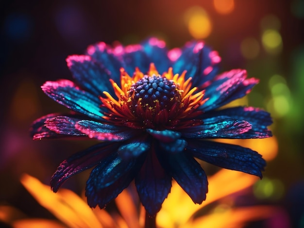 Una fotografía macro bellamente iluminada de una flor natural con colores vibrantes y textura detallada de los pétalos