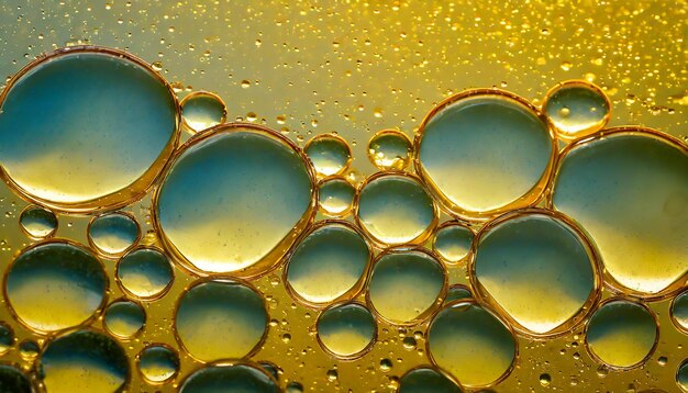 Foto fotografía macro de las burbujas de aceite en la superficie del aceite