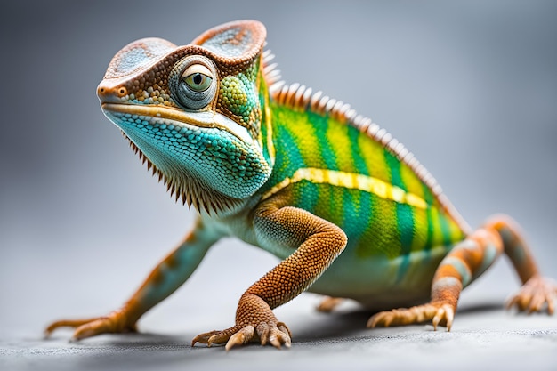 fotografía macro camaleón multicolor