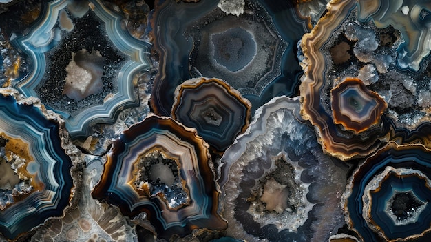 Fotografia macro Capturando as camadas dinâmicas e as cores vibrantes da pedra de ágata