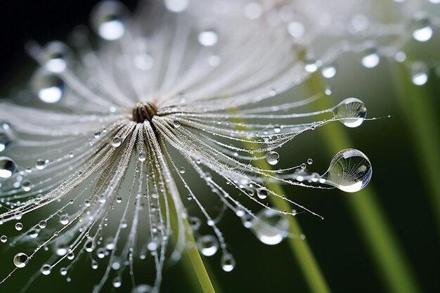 Fotografia macro capturando os detalhes intrincados de uma flor de dente-de-leão