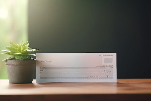 Una fotografía macro centrada en un cheque en blanco