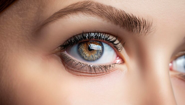 fotografía macro de cerca de los ojos femeninos con maquillaje