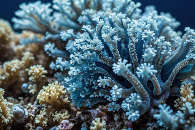 Fotografía macro del coral azul