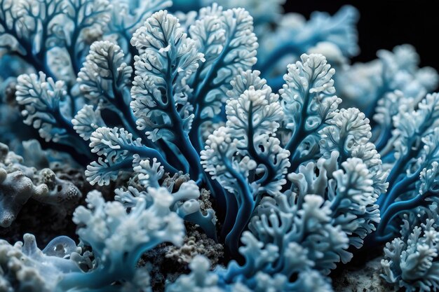 Fotografía macro del coral azul