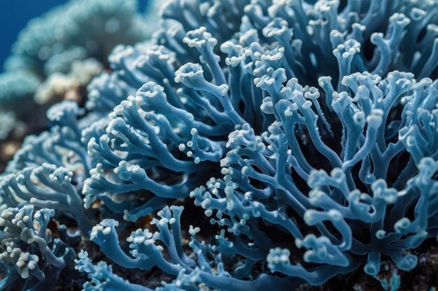 Fotografía macro del coral azul