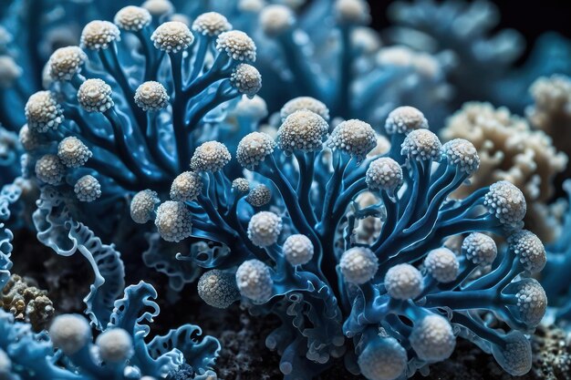 Foto fotografía macro del coral azul