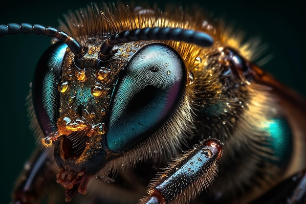Fotografia macro de abelha espantosa.
