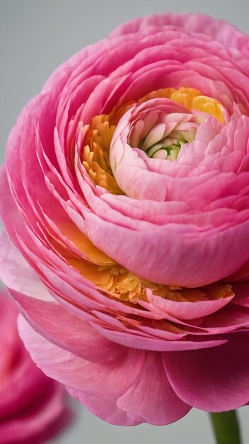 Fotografia macro de flores de ranúnculo rosa