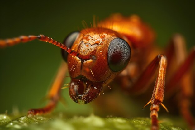 Fotografia macro de formigas fecha foco raso IA generativa