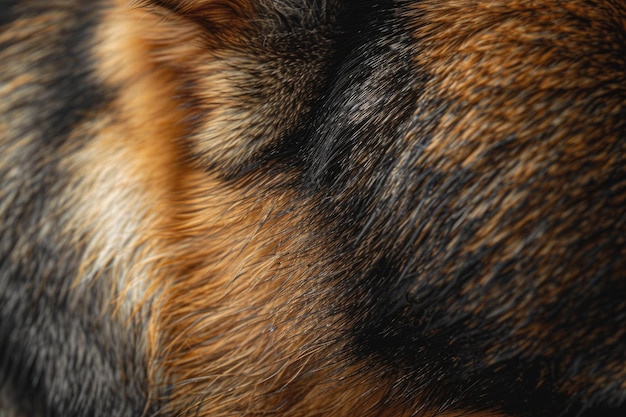 Foto fotografia macro de fundo de pele de cão pastor alemão de alta qualidade