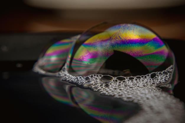 fotografia macro de uma bolha de sabão