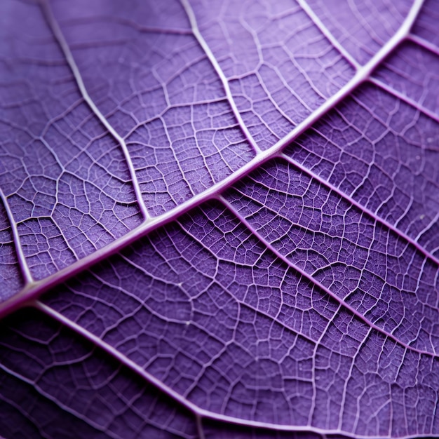 Fotografia macro de uma folha roxa com contornos orgânicos