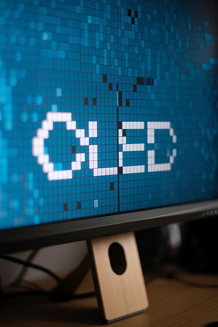 Foto fotografía macro de los detalles del monitor oled