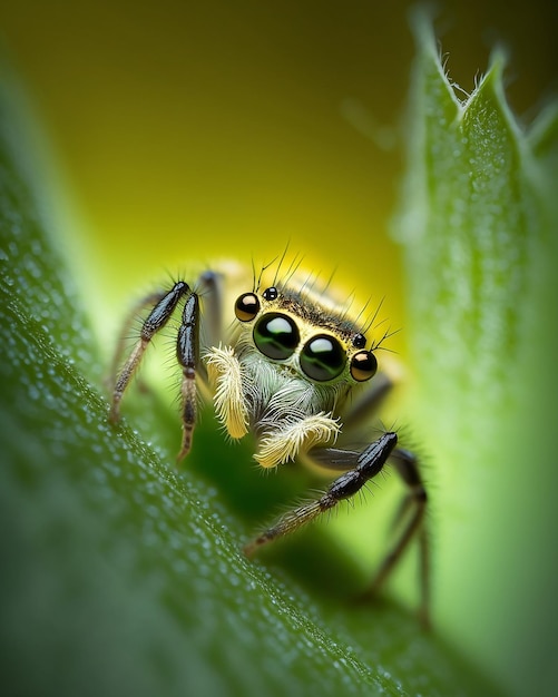 Fotografía macro de una diminuta araña La belleza de la naturaleza capturada de cerca y creada con IA generativa