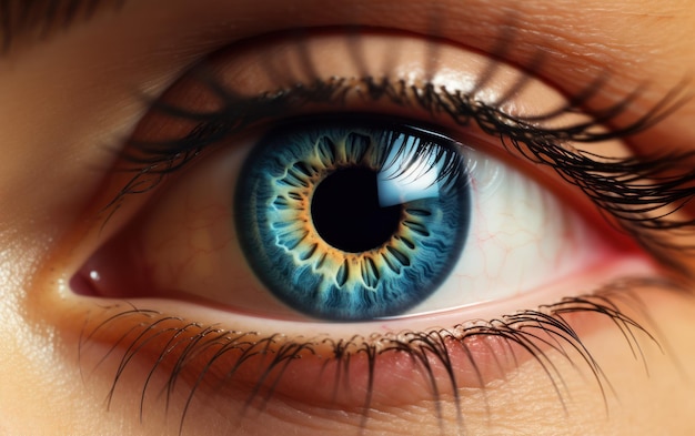 Fotografía macro enfocada en un ojo azul humano