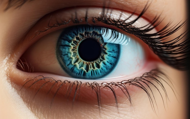 Fotografía macro enfocada en un ojo azul humano