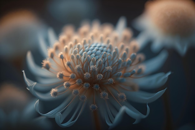 Fotografía macro de una flor con pétalos delicados fondo abstracto floral AI generativo 3