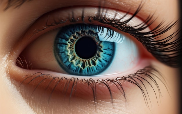 Fotografia macro focando em um olho azul humano