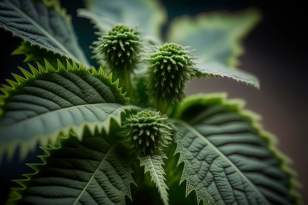 Fotografía macro de un fondo de textura de hojas de bardana verde