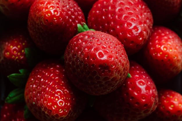 Fotografía macro de fresas maduras Fondos y texturas Foto horizontal