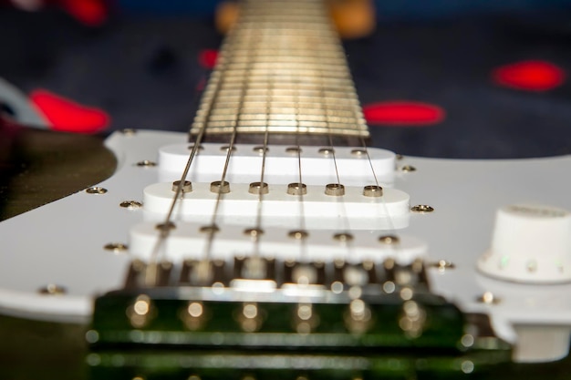 Foto fotografía macro de guitarra electrónica acústica