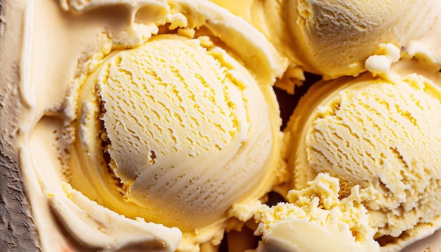 Fotografía macro de helado de plátano con textura de helado