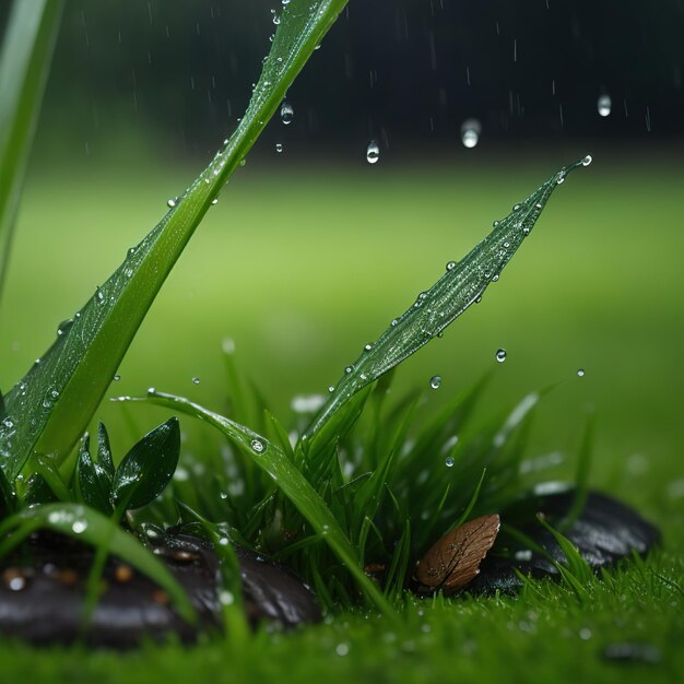 Foto fotografía macro de hierba y hoja.