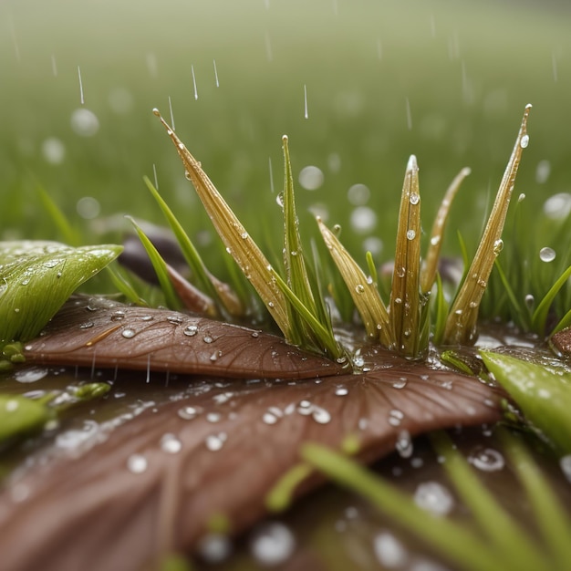 Foto fotografía macro de hierba y hoja.