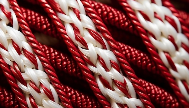 fotografía macro de los hilos rojos y blancos entrelazados de un Martisor