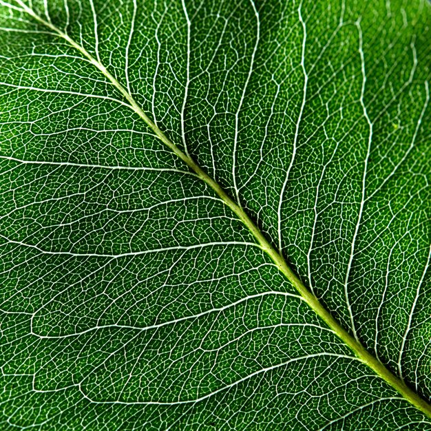 Fotografía macro de hoja verde oscuro. La vena natural de la hoja como fondo para sus ideas. Vista superior