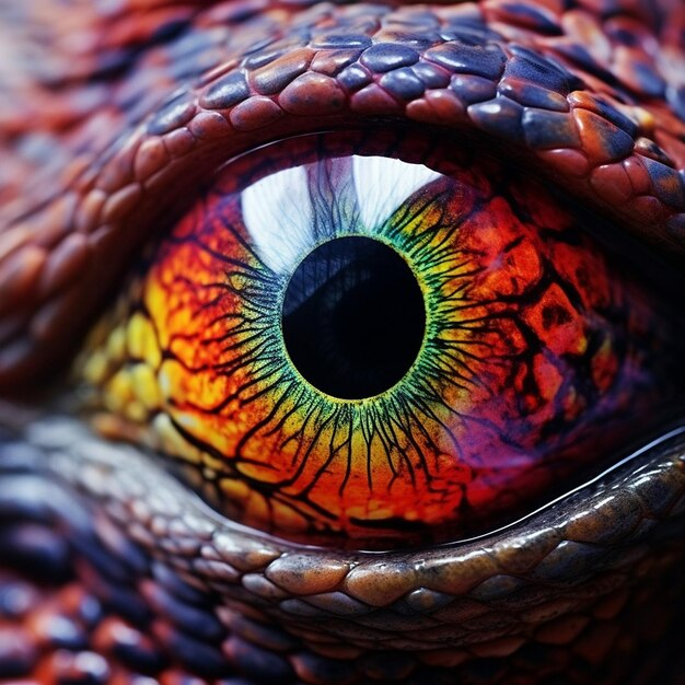 Foto fotografía macro de ojo cercano de lagarto