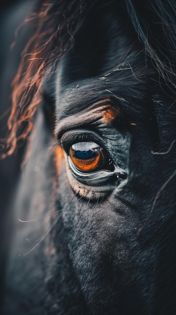 Foto fotografía macro de los ojos de un caballo