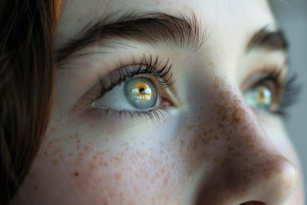 Fotografía macro de los ojos de la cara de una mujer