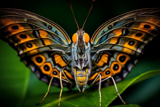 Fotografía macro de los ojos compuestos de una mariposa