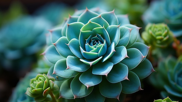 La fotografía macro de un patrón de crecimiento en espiral de las suculentas muestra los diseños cautivadores de la naturaleza