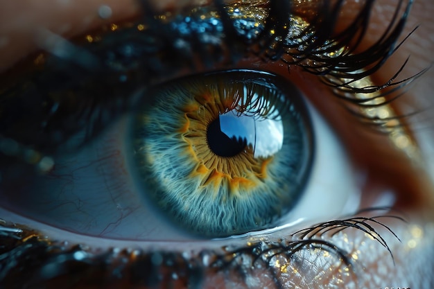 Fotografía macro perfecta de ojos azules y visión perfecta